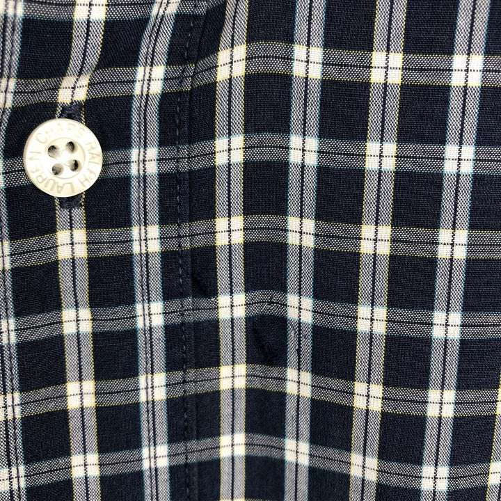 Ralph Lauren CHAPS short sleeve button down check shirt men's size L cotton navy blue type Vintage Second Hand