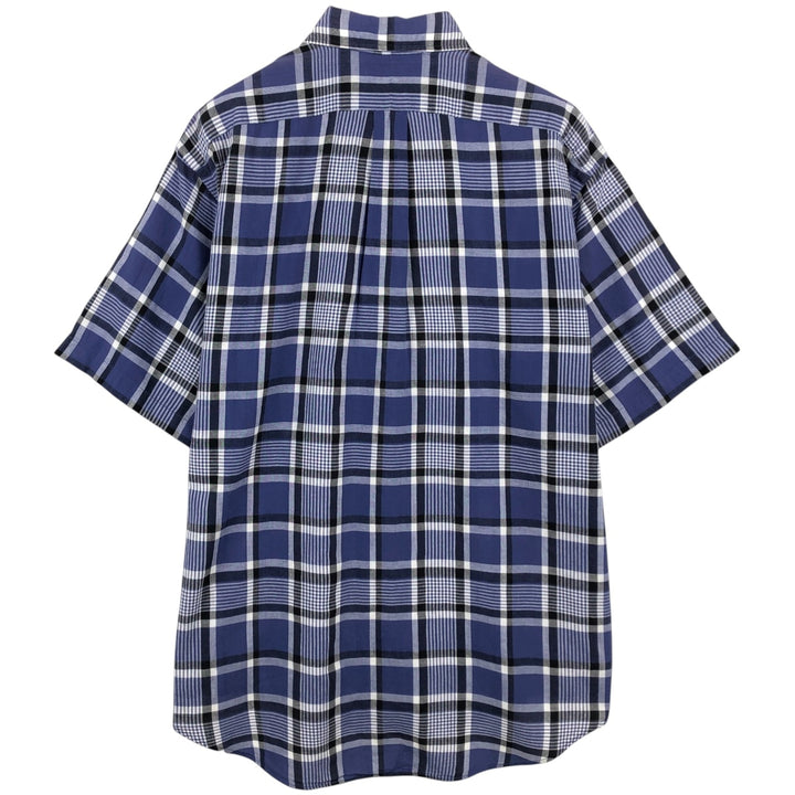 Ralph Lauren BLAIRE short sleeve button down check shirt, men's size M cotton blue type Vintage Second Hand