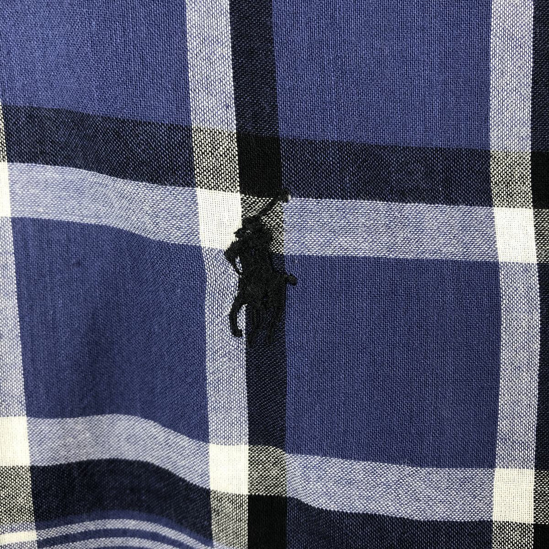 Ralph Lauren BLAIRE short sleeve button down check shirt, men's size M cotton blue type Vintage Second Hand