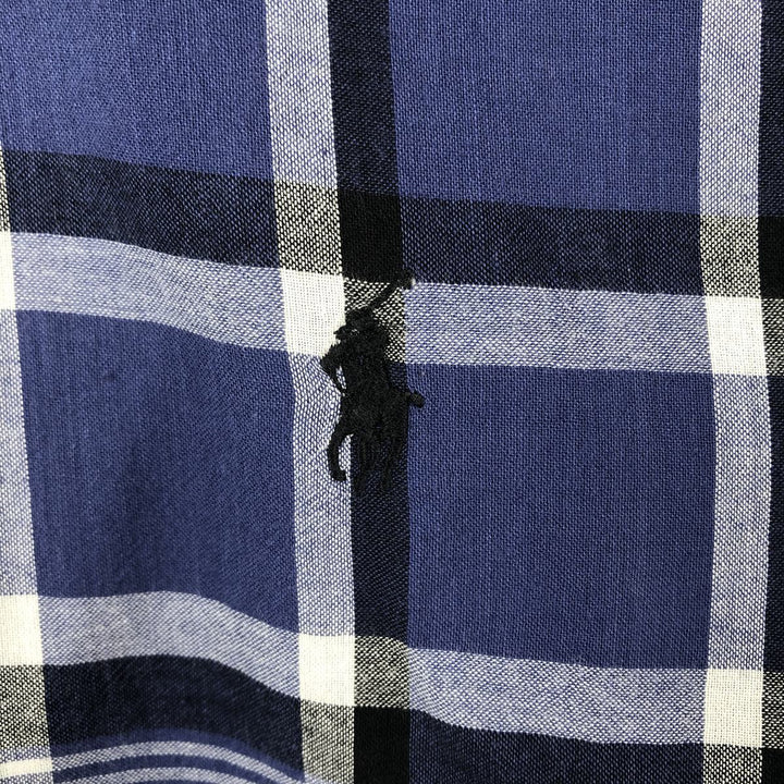 Ralph Lauren BLAIRE short sleeve button down check shirt, men's size M cotton blue type Vintage Second Hand