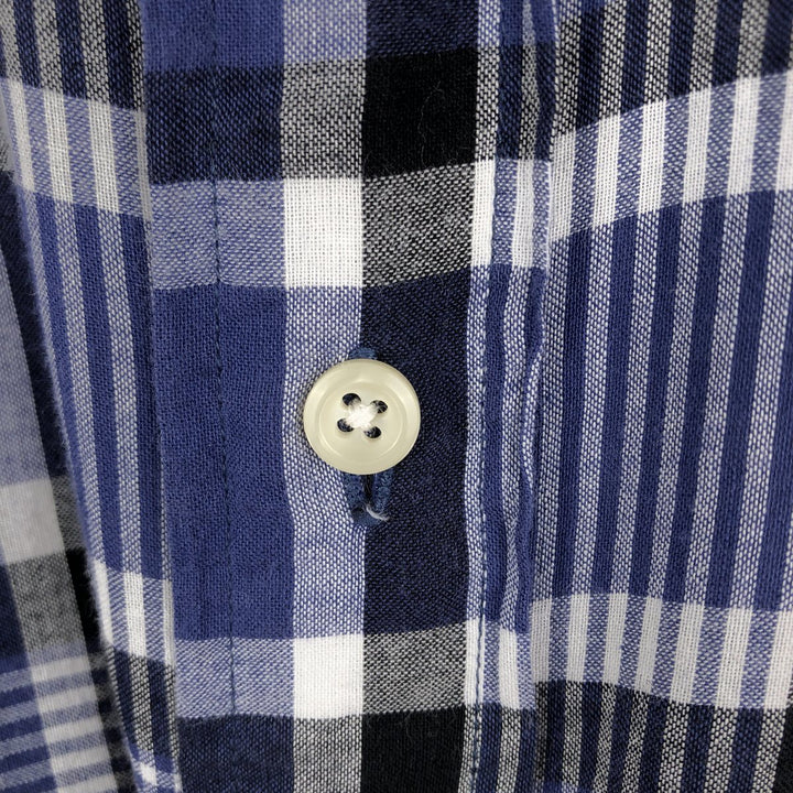 Ralph Lauren BLAIRE short sleeve button down check shirt, men's size M cotton blue type Vintage Second Hand