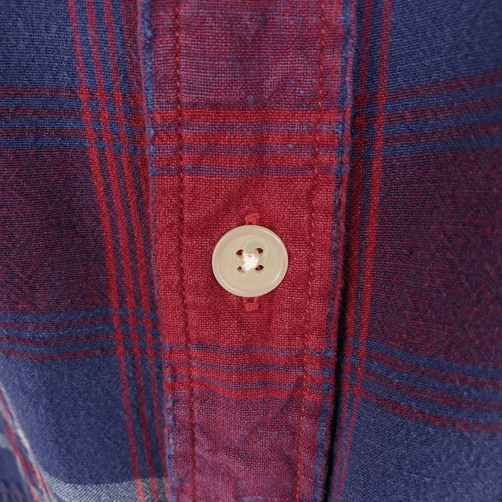90'S Ralph Lauren POLO SPORT Check Pattern Short-Sleeve Cotton Shirt, Men's Size L (approx.), Vintage cotton blue type Vintage Second Hand