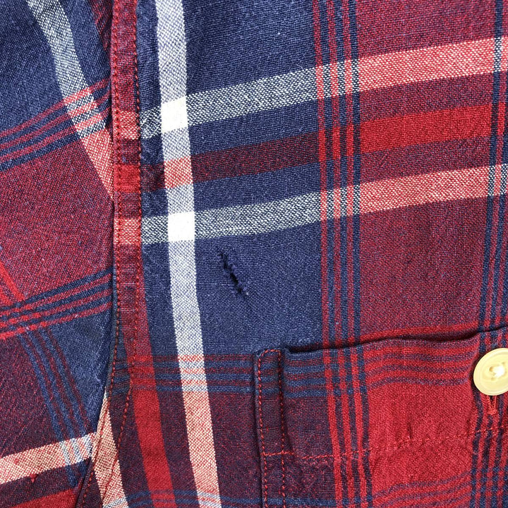 90'S Ralph Lauren POLO SPORT Check Pattern Short-Sleeve Cotton Shirt, Men's Size L (approx.), Vintage cotton blue type Vintage Second Hand