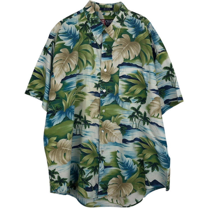 Ralph Lauren CHAPS Leaf Pattern Button-Down Hawaiian Aloha Shirt, Men's Size XL (approx.) cotton green type Vintage Second Hand