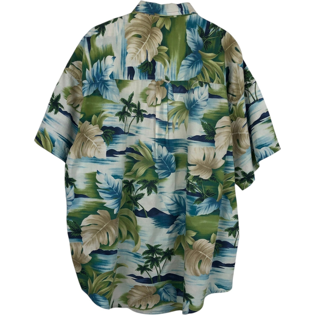 Ralph Lauren CHAPS Leaf Pattern Button-Down Hawaiian Aloha Shirt, Men's Size XL (approx.) cotton green type Vintage Second Hand