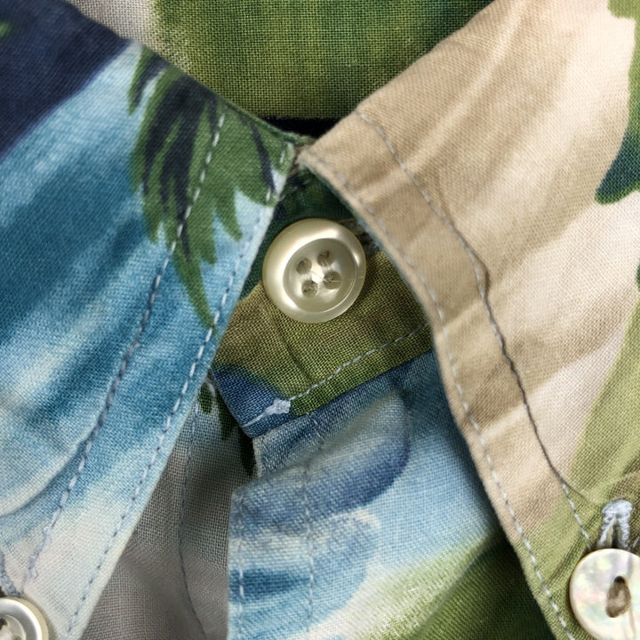 Ralph Lauren CHAPS Leaf Pattern Button-Down Hawaiian Aloha Shirt, Men's Size XL (approx.) cotton green type Vintage Second Hand