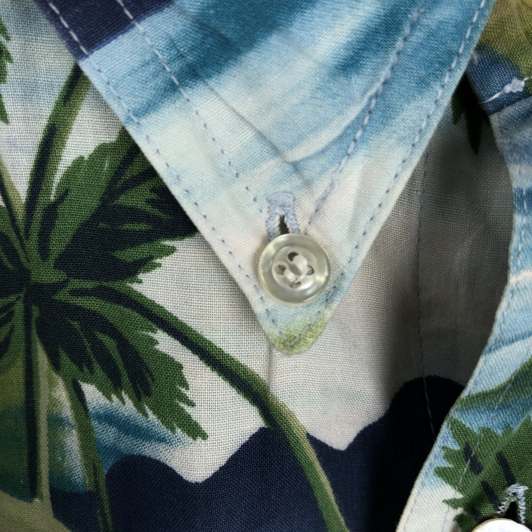 Ralph Lauren CHAPS Leaf Pattern Button-Down Hawaiian Aloha Shirt, Men's Size XL (approx.) cotton green type Vintage Second Hand