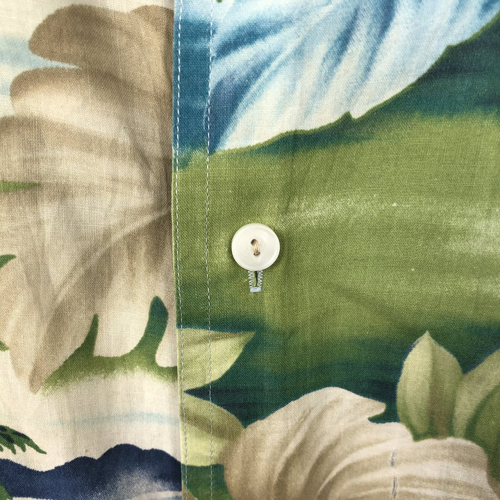 Ralph Lauren CHAPS Leaf Pattern Button-Down Hawaiian Aloha Shirt, Men's Size XL (approx.) cotton green type Vintage Second Hand