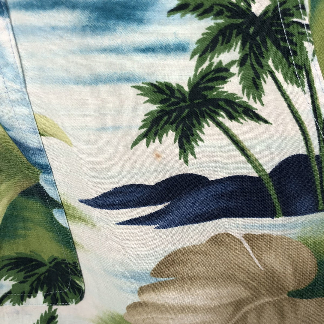 Ralph Lauren CHAPS Leaf Pattern Button-Down Hawaiian Aloha Shirt, Men's Size XL (approx.) cotton green type Vintage Second Hand