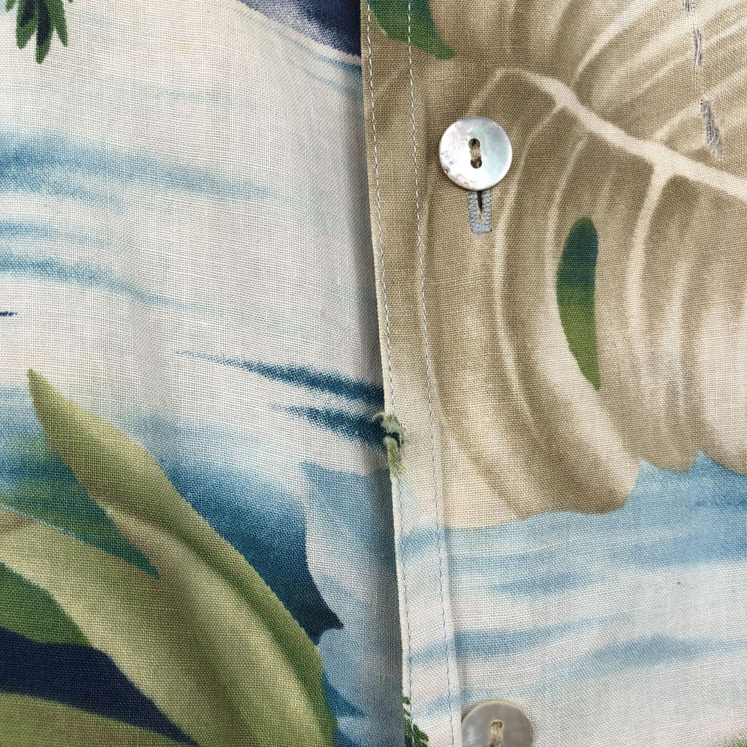 Ralph Lauren CHAPS Leaf Pattern Button-Down Hawaiian Aloha Shirt, Men's Size XL (approx.) cotton green type Vintage Second Hand