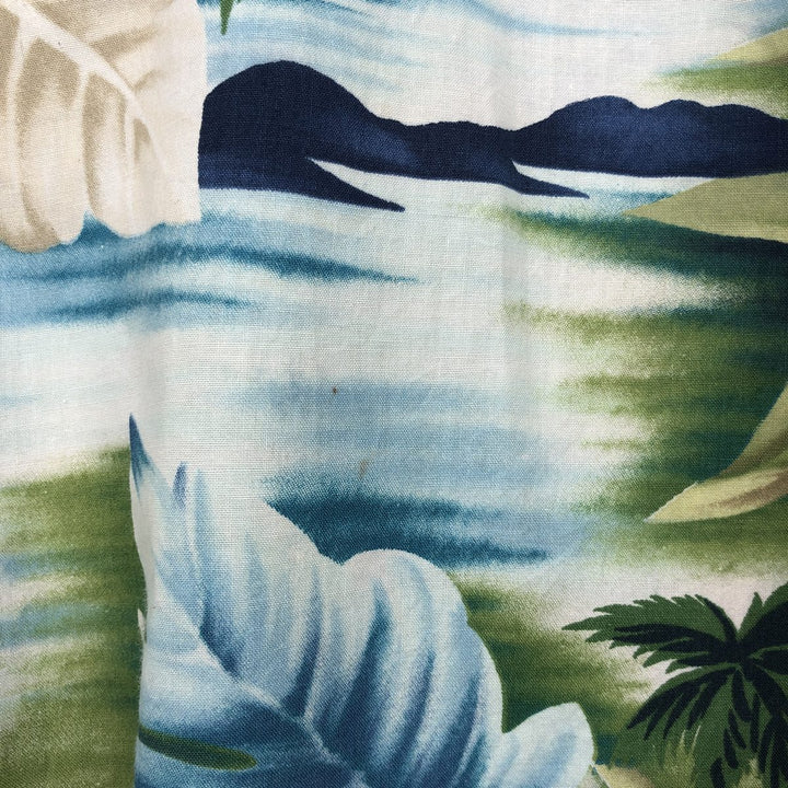Ralph Lauren CHAPS Leaf Pattern Button-Down Hawaiian Aloha Shirt, Men's Size XL (approx.) cotton green type Vintage Second Hand