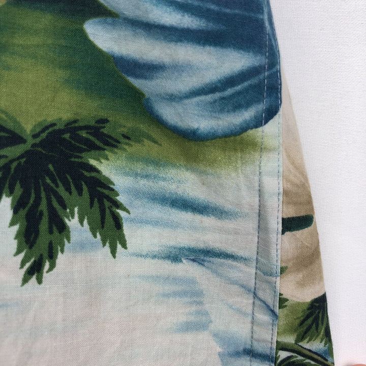 Ralph Lauren CHAPS Leaf Pattern Button-Down Hawaiian Aloha Shirt, Men's Size XL (approx.) cotton green type Vintage Second Hand