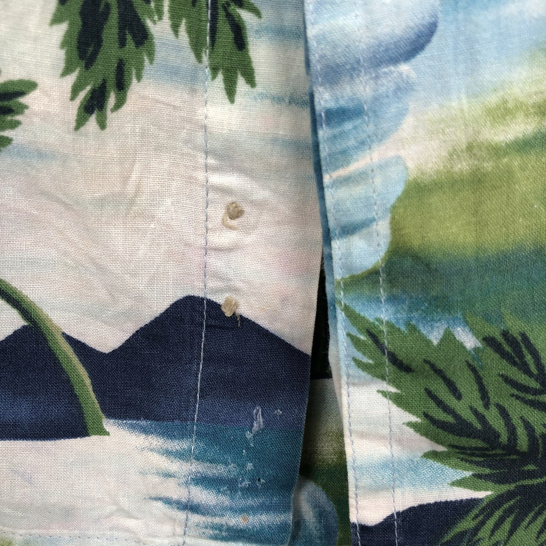 Ralph Lauren CHAPS Leaf Pattern Button-Down Hawaiian Aloha Shirt, Men's Size XL (approx.) cotton green type Vintage Second Hand