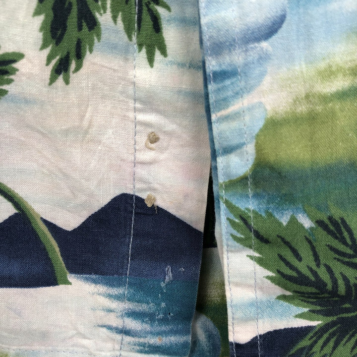 Ralph Lauren CHAPS Leaf Pattern Button-Down Hawaiian Aloha Shirt, Men's Size XL (approx.) cotton green type Vintage Second Hand