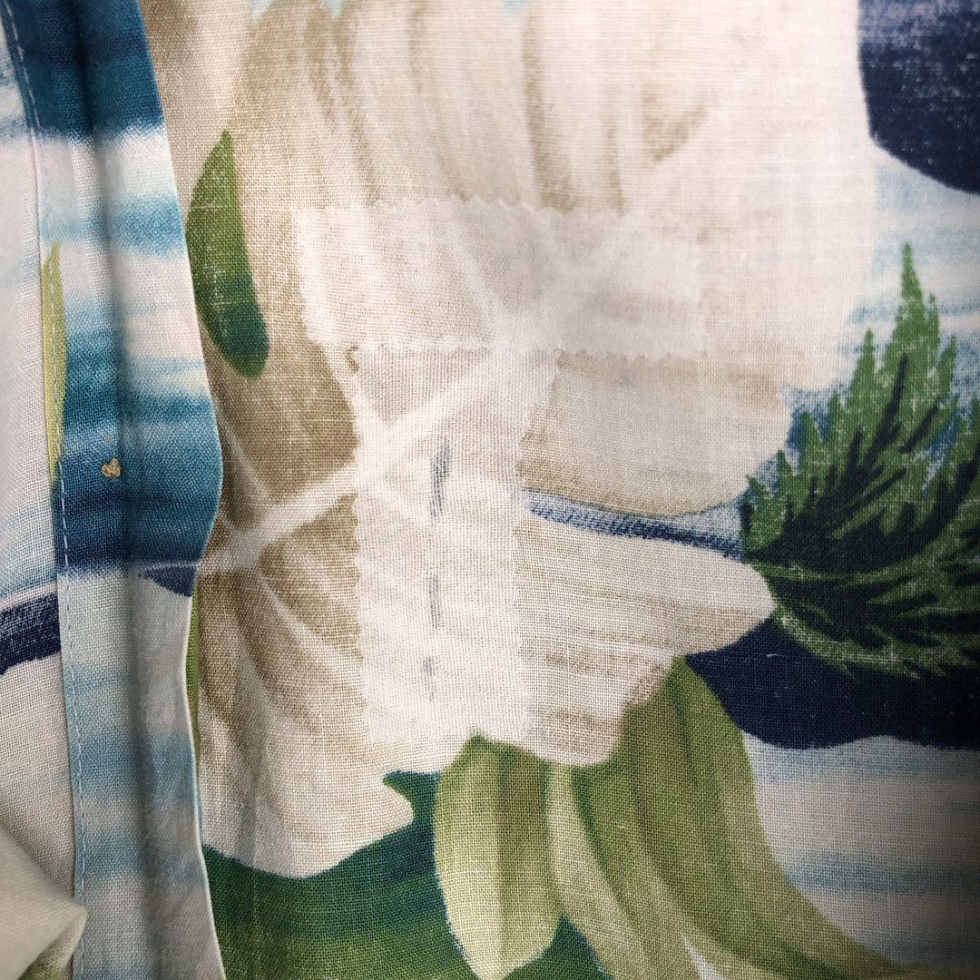Ralph Lauren CHAPS Leaf Pattern Button-Down Hawaiian Aloha Shirt, Men's Size XL (approx.) cotton green type Vintage Second Hand
