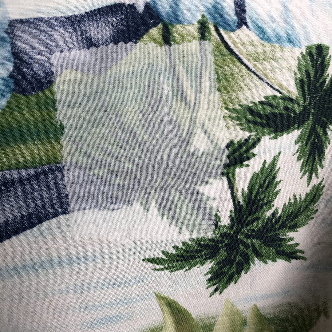 Ralph Lauren CHAPS Leaf Pattern Button-Down Hawaiian Aloha Shirt, Men's Size XL (approx.) cotton green type Vintage Second Hand
