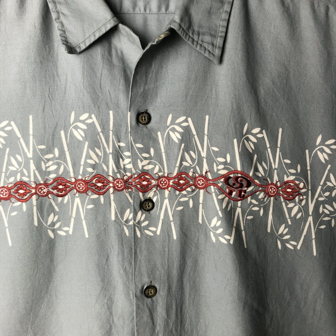 T and C Surf Designs Open Collar Hawaiian Aloha Shirt, Boxy Shirt, Men's Size M (approx.) cotton gray type Vintage Second Hand