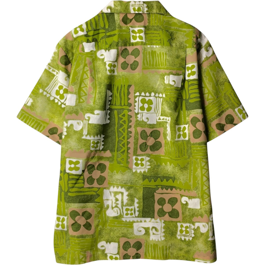 MALIHINI HAWAII All-over print open-collar Hawaiian Aloha shirt, men's size XL, boxy shirt, vintage. unclear green type yellow green Vintage Second Hand