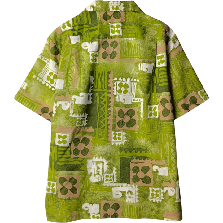 MALIHINI HAWAII All-over print open-collar Hawaiian Aloha shirt, men's size XL, boxy shirt, vintage. unclear green type yellow green Vintage Second Hand