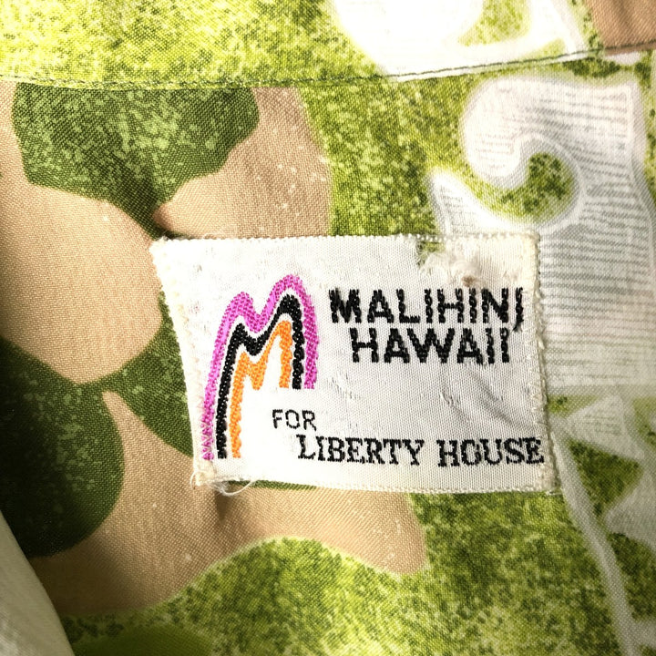 MALIHINI HAWAII All-over print open-collar Hawaiian Aloha shirt, men's size XL, boxy shirt, vintage. unclear green type yellow green Vintage Second Hand
