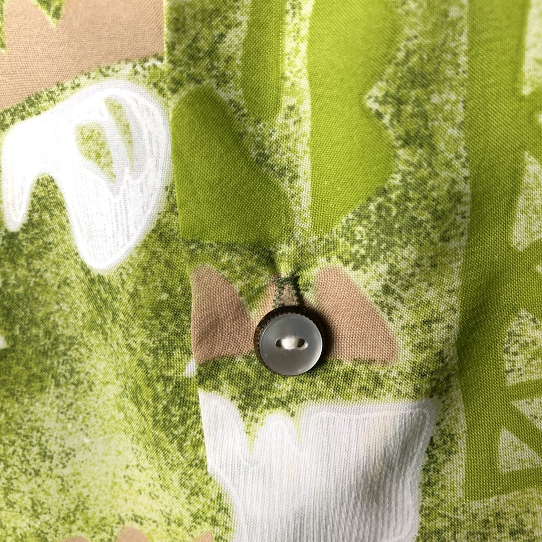 MALIHINI HAWAII All-over print open-collar Hawaiian Aloha shirt, men's size XL, boxy shirt, vintage. unclear green type yellow green Vintage Second Hand