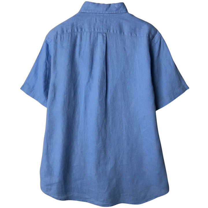 Ralph Lauren CLASSIC FIT RL UNTUCKED FIT Short-Sleeve Linen Button-Down Shirt, Men's Size M (approx.) linen blue type Vintage Second Hand