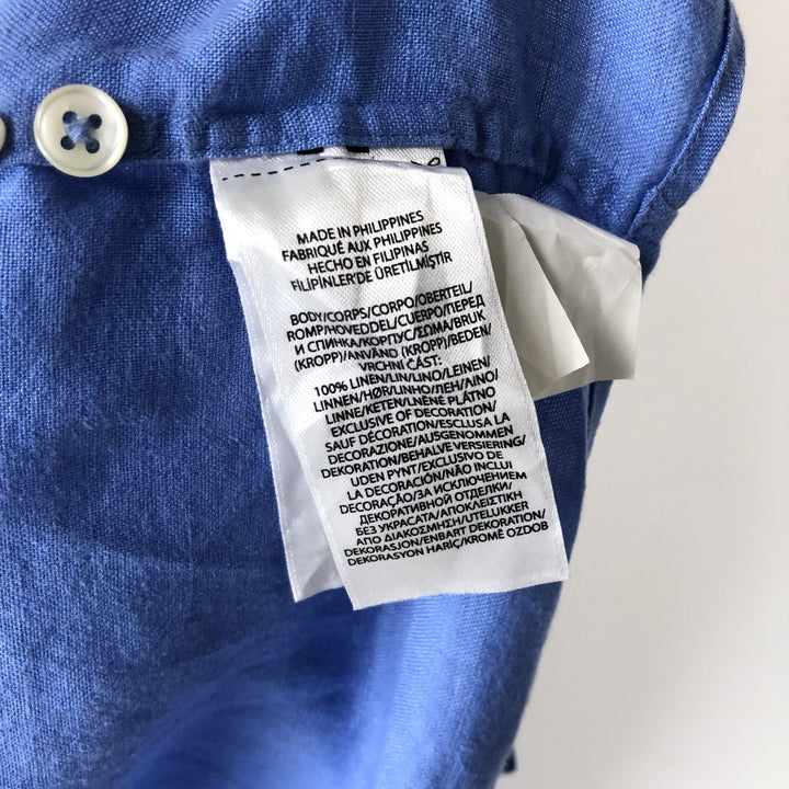 Ralph Lauren CLASSIC FIT RL UNTUCKED FIT Short-Sleeve Linen Button-Down Shirt, Men's Size M (approx.) linen blue type Vintage Second Hand