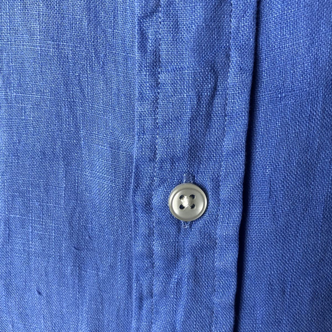 Ralph Lauren CLASSIC FIT RL UNTUCKED FIT Short-Sleeve Linen Button-Down Shirt, Men's Size M (approx.) linen blue type Vintage Second Hand