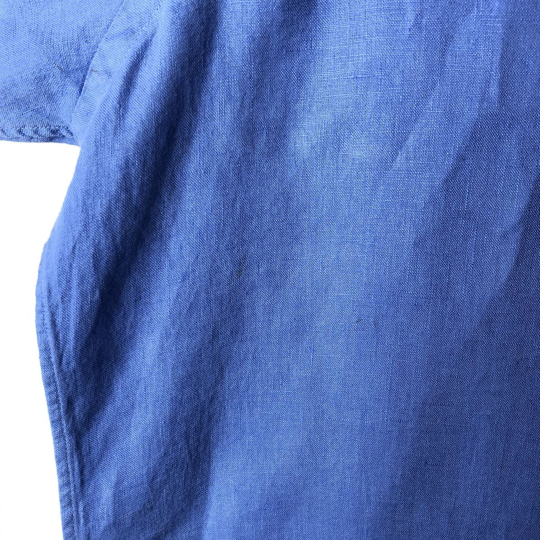 Ralph Lauren CLASSIC FIT RL UNTUCKED FIT Short-Sleeve Linen Button-Down Shirt, Men's Size M (approx.) linen blue type Vintage Second Hand
