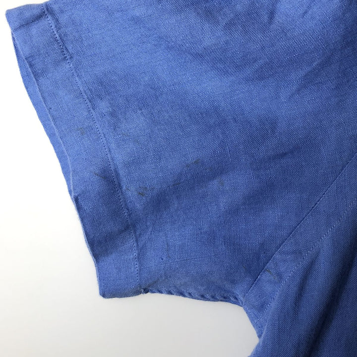 Ralph Lauren CLASSIC FIT RL UNTUCKED FIT Short-Sleeve Linen Button-Down Shirt, Men's Size M (approx.) linen blue type Vintage Second Hand