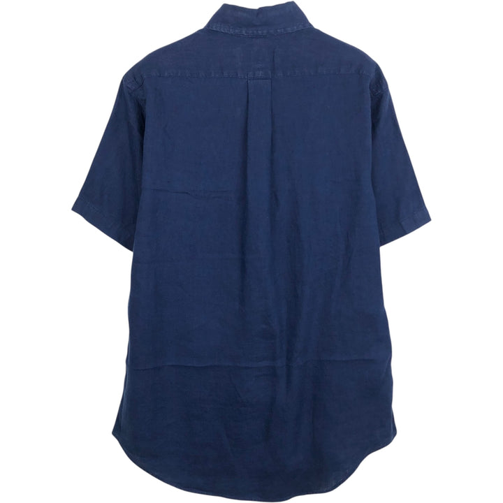 Ralph Lauren short sleeve linen button down shirt, size S for men linen Navy blue Vintage Second Hand