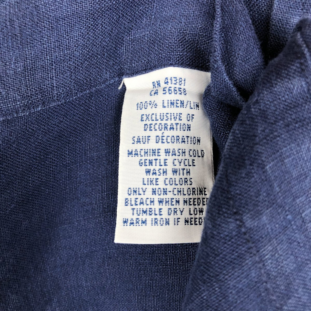 Ralph Lauren short sleeve linen button down shirt, size S for men linen Navy blue Vintage Second Hand