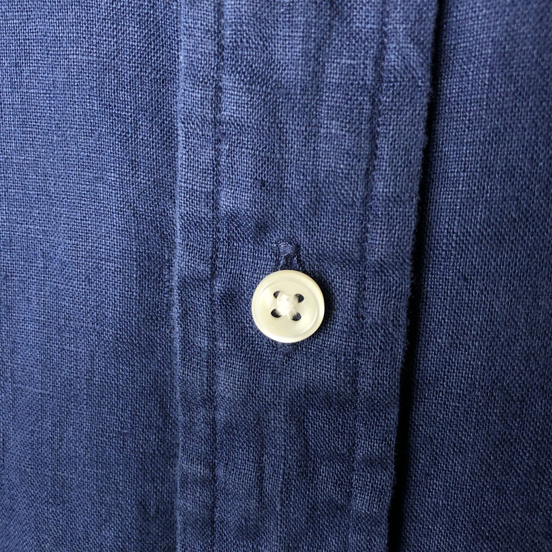 Ralph Lauren short sleeve linen button down shirt, size S for men linen Navy blue Vintage Second Hand