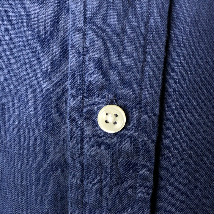 Ralph Lauren short sleeve linen button down shirt, size S for men linen Navy blue Vintage Second Hand