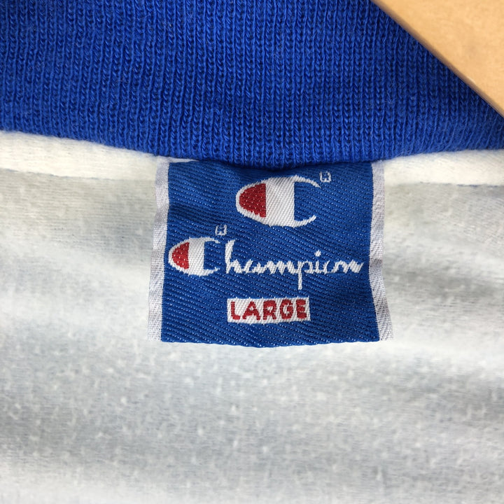 90'S Champion Collared Varsity Jacket Award Jacket Made in USA Men's L Size acrylic blue type Vintage Second Hand