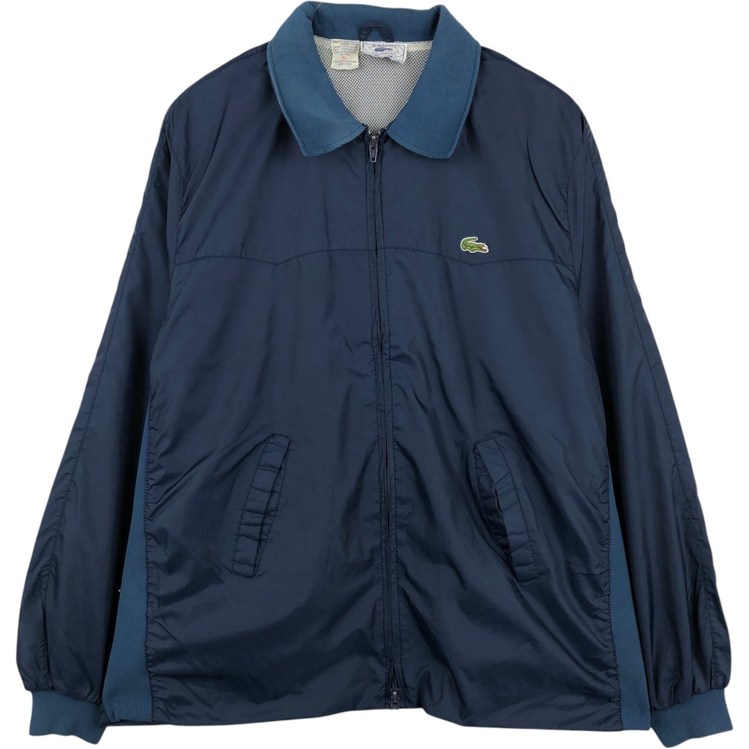 70s-80'S Lacoste IZOD Collared Nylon Jacket, Men's Size XL (Equivalent), Vintage Nylon navy blue type Vintage Second Hand