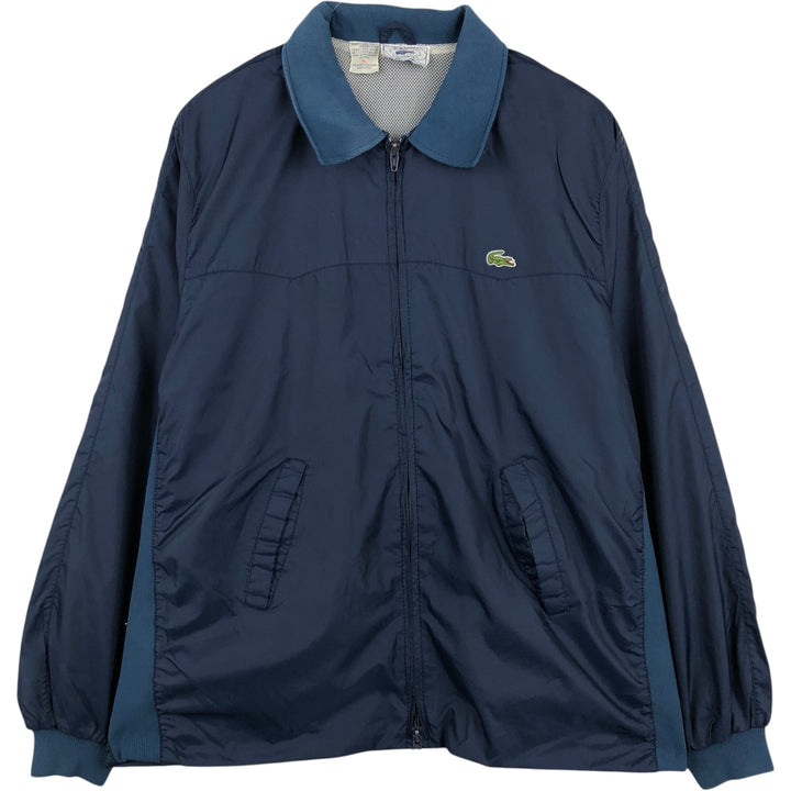 70s-80'S Lacoste IZOD Collared Nylon Jacket, Men's Size XL (Equivalent), Vintage Nylon navy blue type Vintage Second Hand