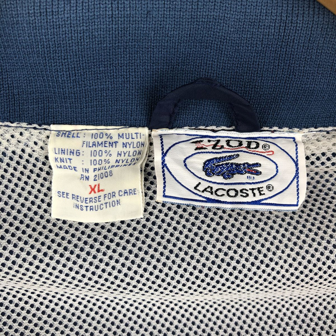 70s-80'S Lacoste IZOD Collared Nylon Jacket, Men's Size XL (Equivalent), Vintage Nylon navy blue type Vintage Second Hand