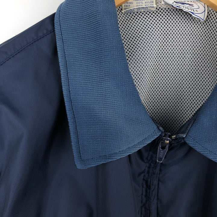 70s-80'S Lacoste IZOD Collared Nylon Jacket, Men's Size XL (Equivalent), Vintage Nylon navy blue type Vintage Second Hand