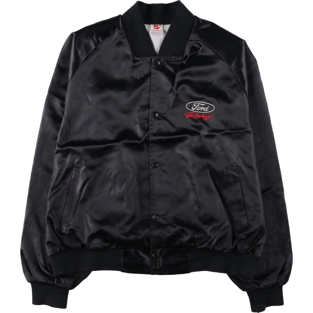 90'S WHANG Ford Racing Nylon Varsity Jacket Award Jacket Made in USA Men's XL equivalent Nylon black type Vintage Second Hand