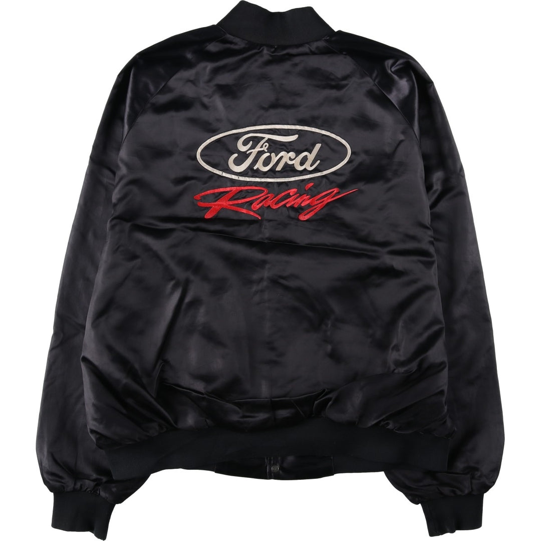 90'S WHANG Ford Racing Nylon Varsity Jacket Award Jacket Made in USA Men's XL equivalent Nylon black type Vintage Second Hand