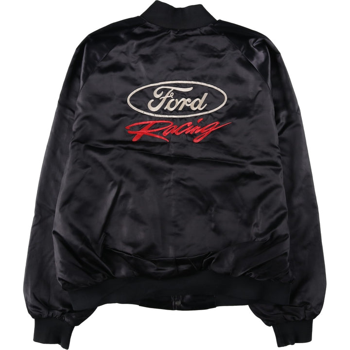 90'S WHANG Ford Racing Nylon Varsity Jacket Award Jacket Made in USA Men's XL equivalent Nylon black type Vintage Second Hand