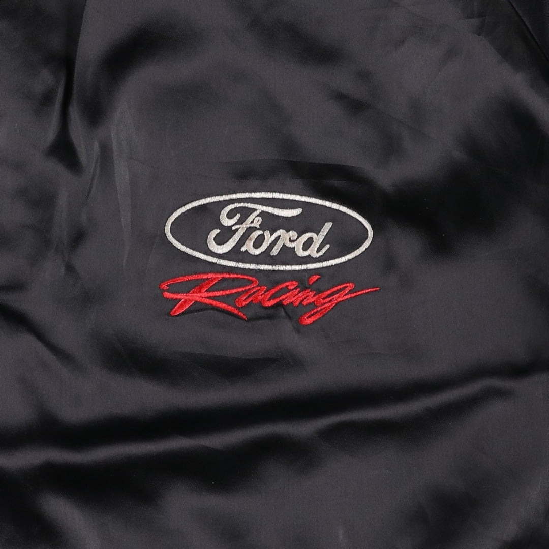 90'S WHANG Ford Racing Nylon Varsity Jacket Award Jacket Made in USA Men's XL equivalent Nylon black type Vintage Second Hand