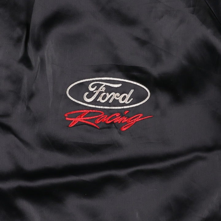 90'S WHANG Ford Racing Nylon Varsity Jacket Award Jacket Made in USA Men's XL equivalent Nylon black type Vintage Second Hand