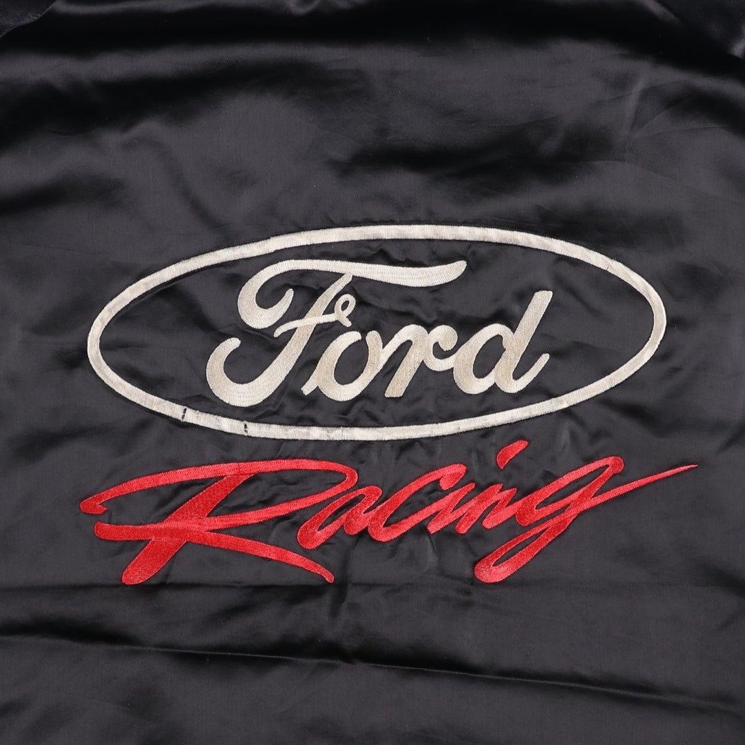 90'S WHANG Ford Racing Nylon Varsity Jacket Award Jacket Made in USA Men's XL equivalent Nylon black type Vintage Second Hand
