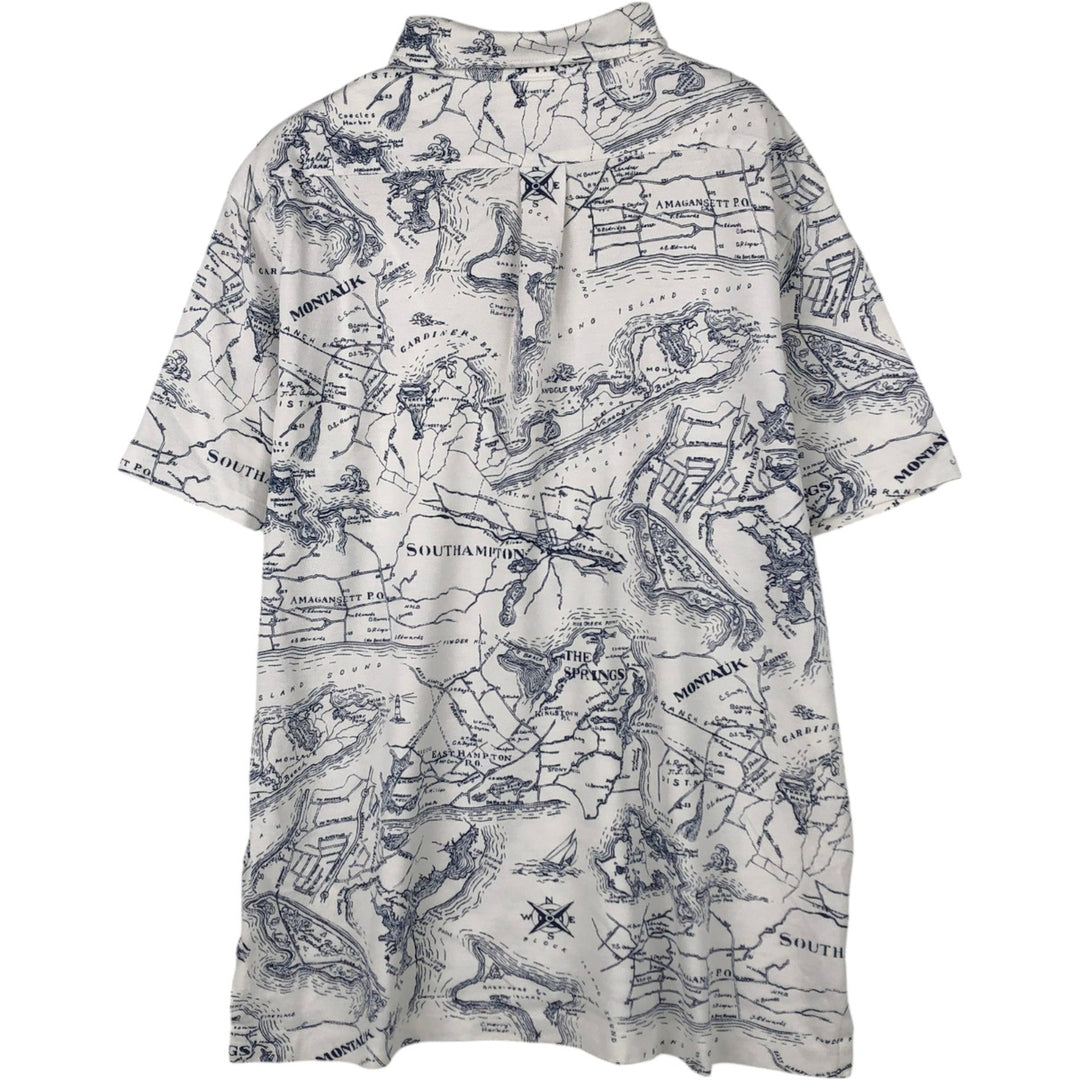 Ralph Lauren POLO RALPH LAUREN KNIT OXFORD all-over print button-down short-sleeve polo shirt, men's size M (approx.) cotton white type Vintage Second Hand