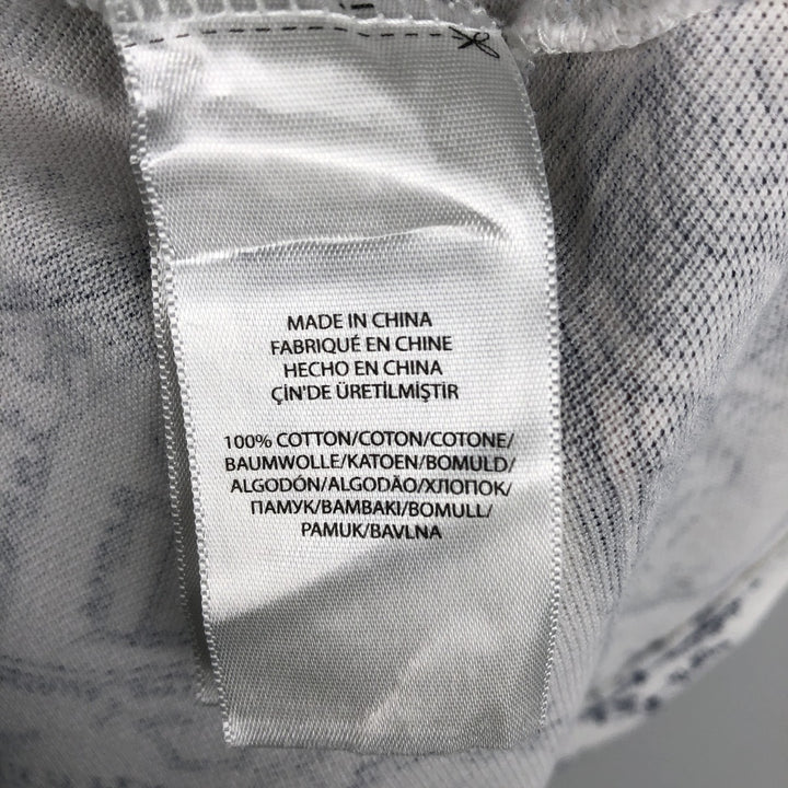 Ralph Lauren POLO RALPH LAUREN KNIT OXFORD all-over print button-down short-sleeve polo shirt, men's size M (approx.) cotton white type Vintage Second Hand