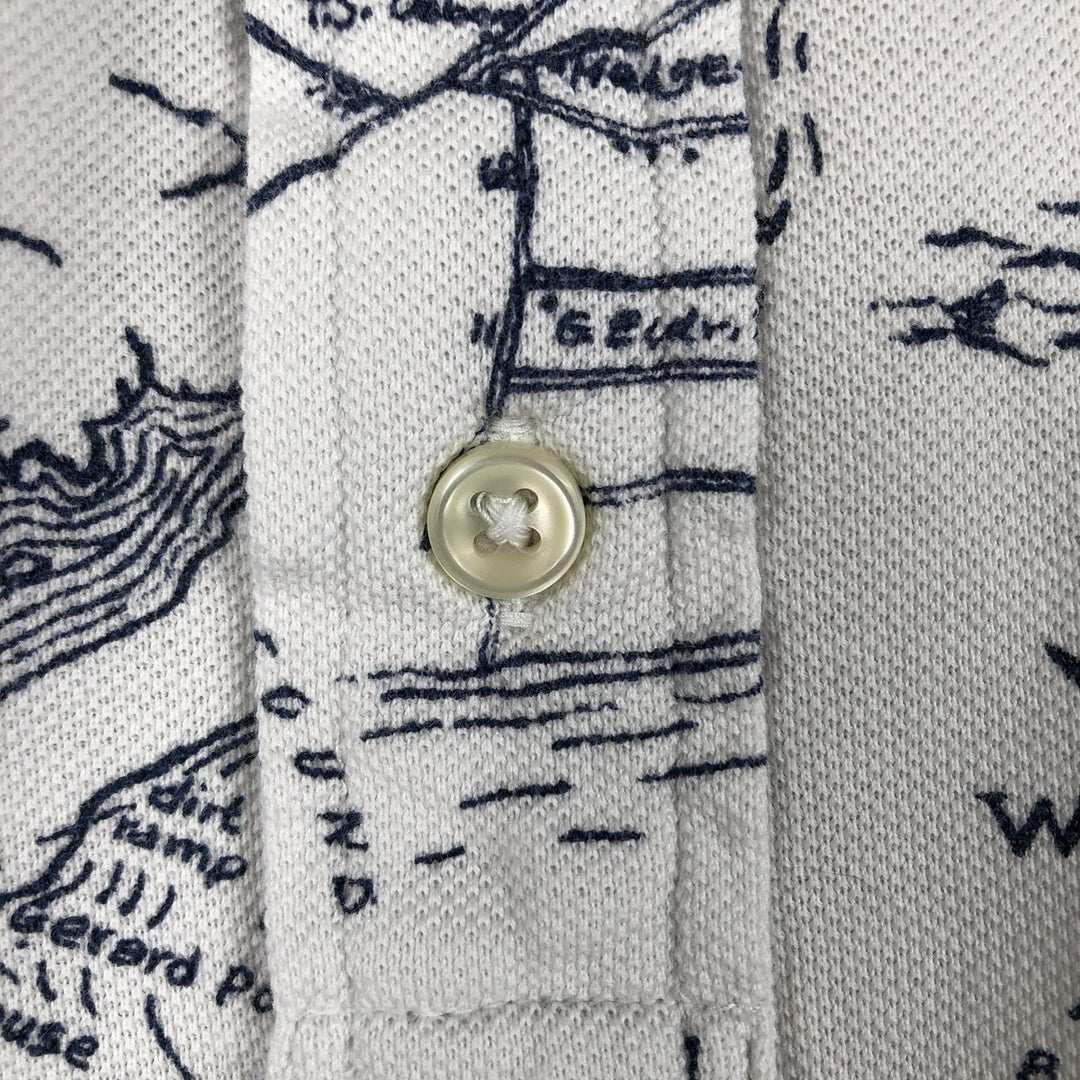 Ralph Lauren POLO RALPH LAUREN KNIT OXFORD all-over print button-down short-sleeve polo shirt, men's size M (approx.) cotton white type Vintage Second Hand