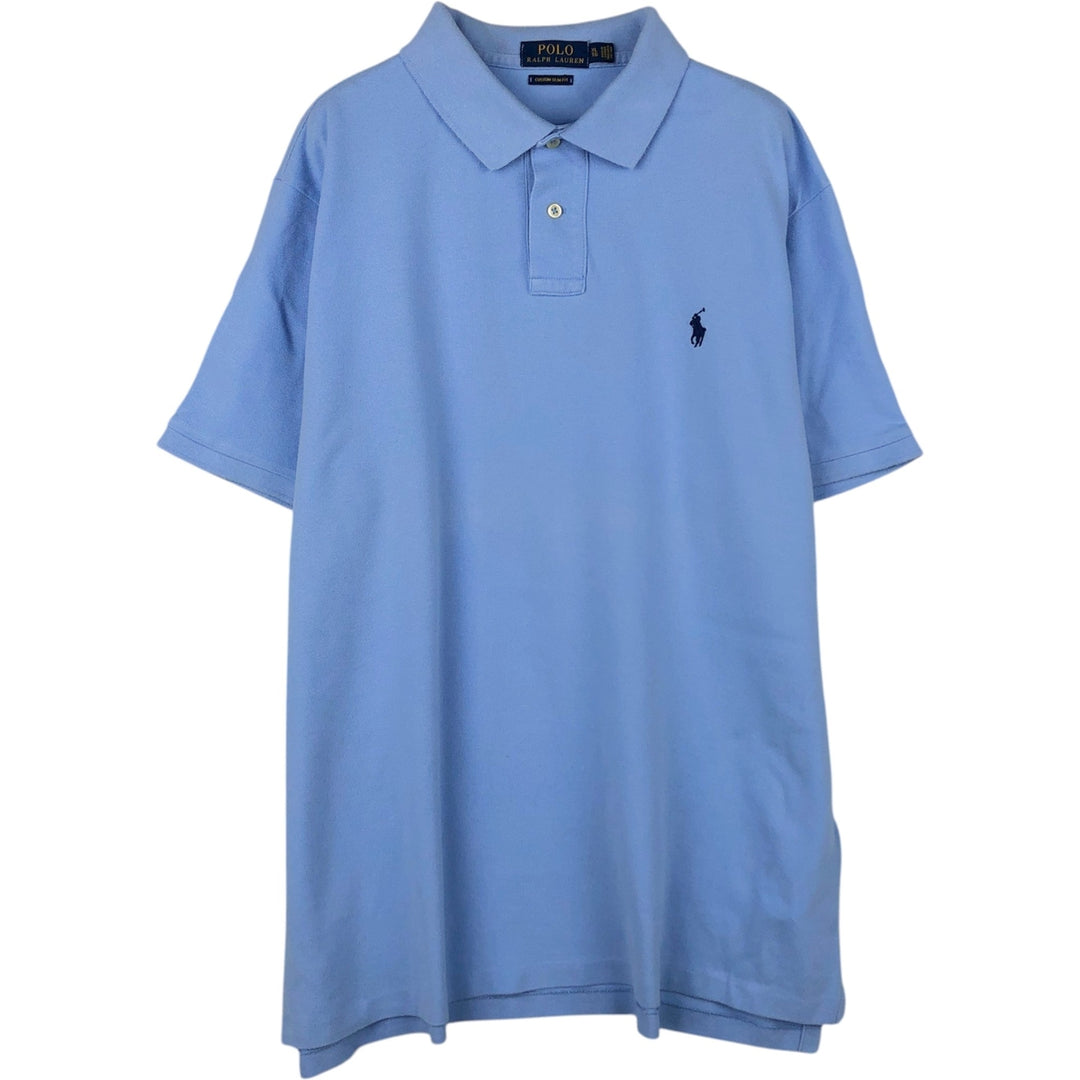 Ralph Lauren POLO RALPH LAUREN CUSTOM SLIM FIT short sleeve polo shirt men's XL equivalent cotton Blue type light blue Vintage Second Hand