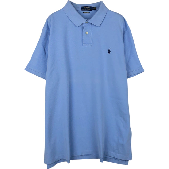 Ralph Lauren POLO RALPH LAUREN CUSTOM SLIM FIT short sleeve polo shirt men's XL equivalent cotton Blue type light blue Vintage Second Hand